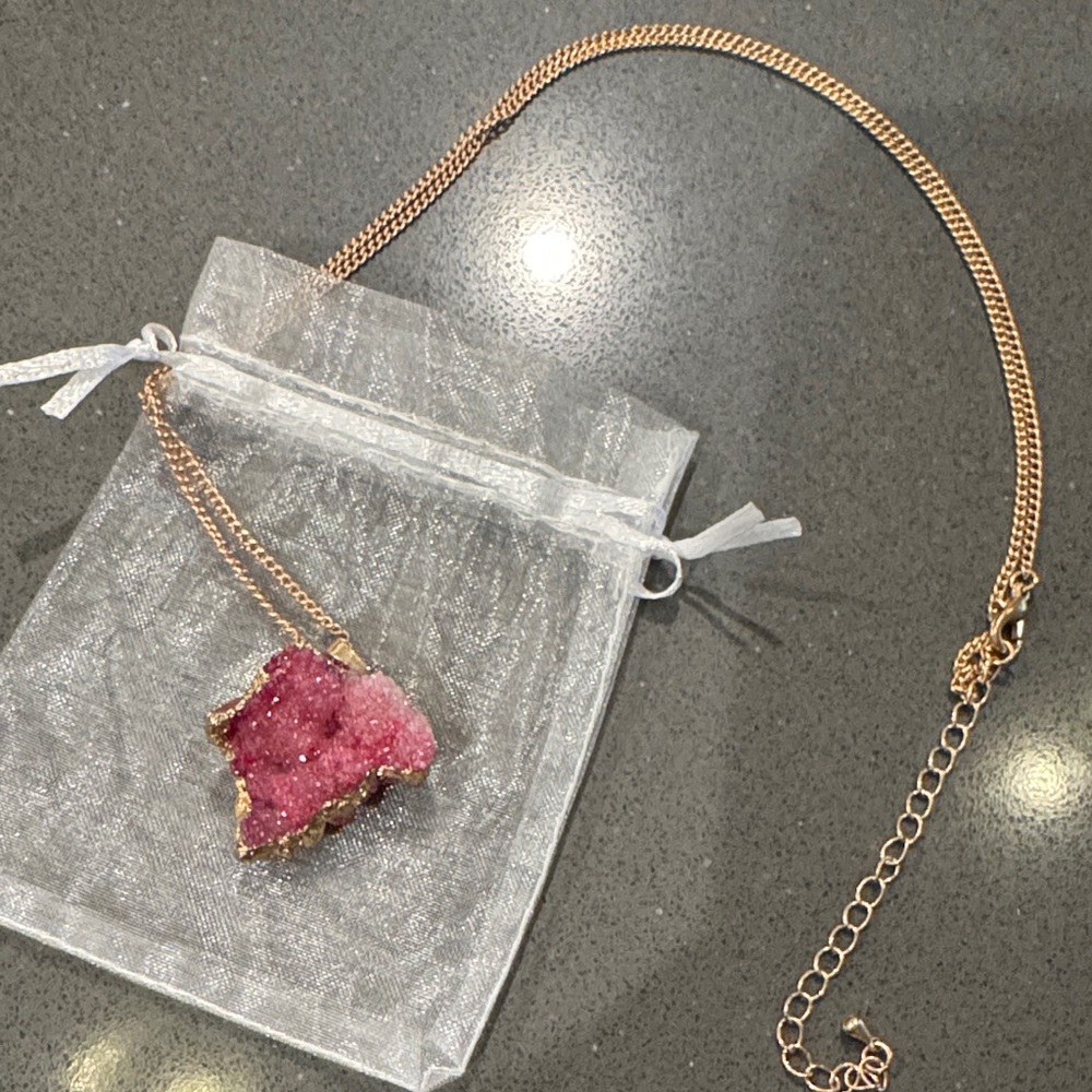 Pink Geode Pendant Necklace